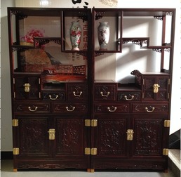 钰品红木家具 精选阔叶黄檀象头博古架，尽显东方雅韵